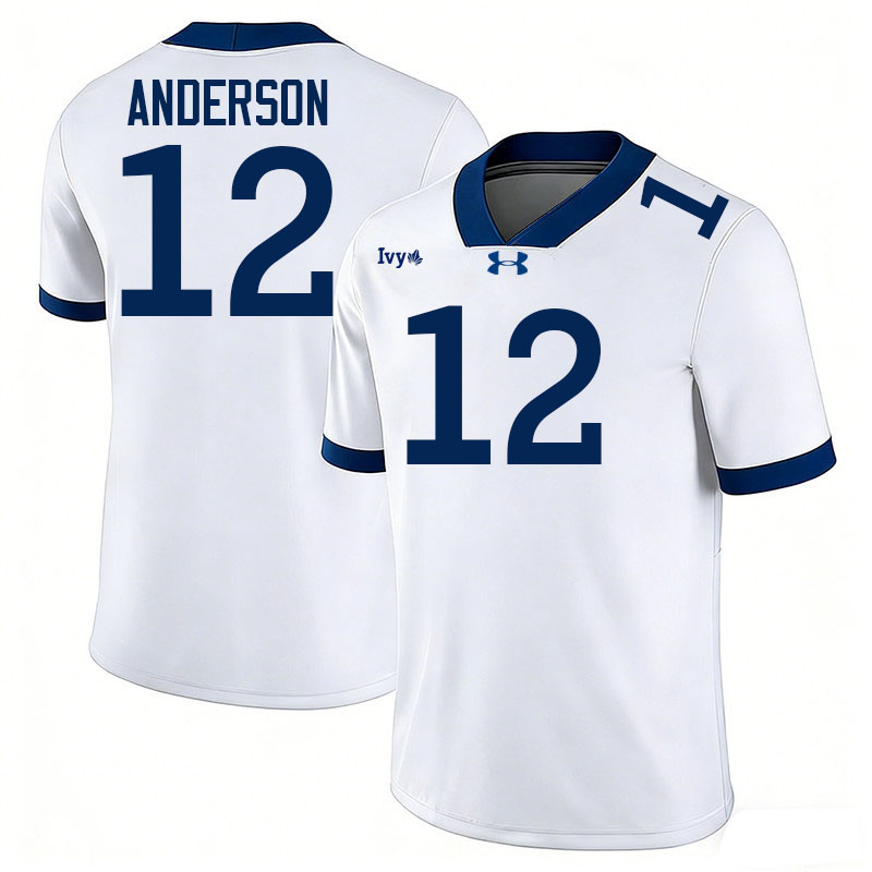 Yale Bulldogs #12 Lucius Anderson College Football Jerseys,Uniforms Stitched-White